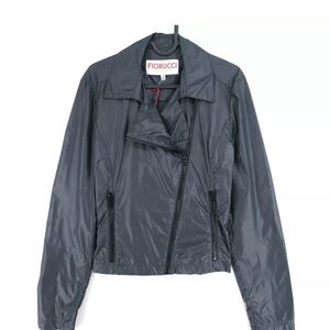 FIORUCCI Dark Grey Biker Jacket Cropped Rain Coat Lightweight size IT42 or US8